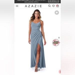 Azazie Deandra Dusty Blue Size 8